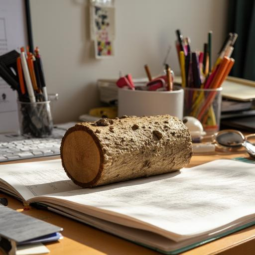 Pencils and creative tools arranged on an open notebook